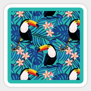 Toucans in Blue Jungle Sticker